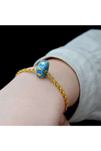 Mavi Boncuklu Yıldız Zincir Bileklik