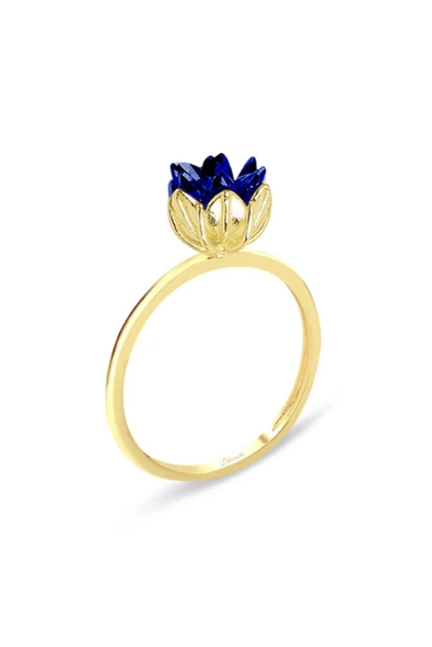 Lacivert Lotus Çiçeği Altın Yüzük ürün görseli 1