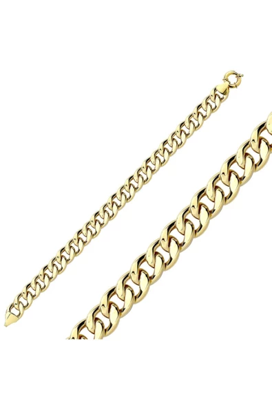 Kalın Oval Zincir Taşsız Altın Bileklik