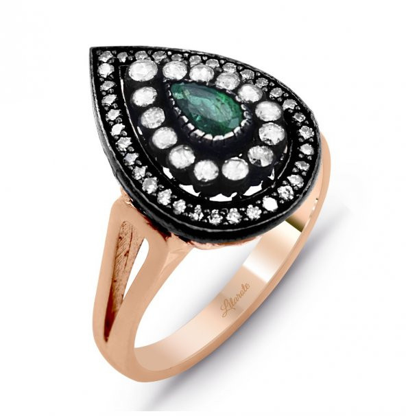 Damla Zümrütlü Elmas Yüzük ürün görseli 1