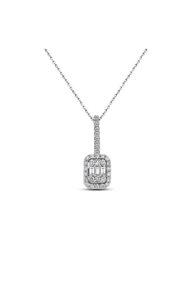 Modern Tasarım 0.22 Ct Baget Kare Tektaş Kolye