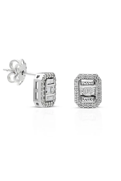 Modern Tasarım 0.18 Ct Baget Kare Tektaş Küpe
