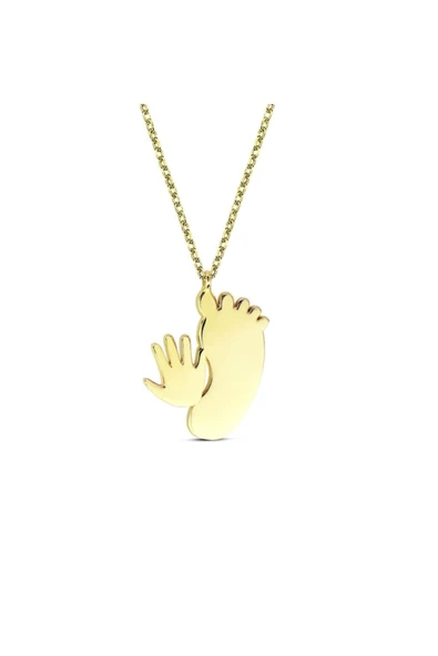 Lilarote Anne Ayak Çocuk El Altın Kolye ürün görseli 1