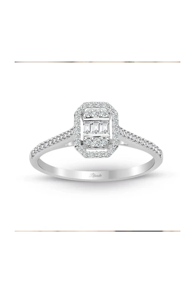 Modern Tasarım 0.25 Ct Baget Kare Tektaş Yüzük