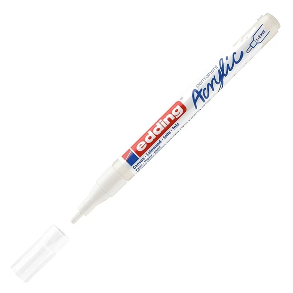 Edding 5300 Akrilik Markör 1-2mm Yuvalak Uç Beyaz