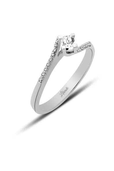 Pırlanta Dalgalı Modern Tektaş Yüzük