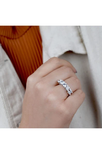 14 Ayar Altın Beştaş Yüzük - Resim 5