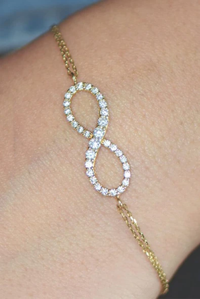 Taşlı Sonsuzluk Altın Bileklik ürün görseli 1