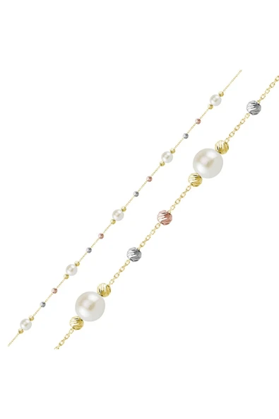 İncili Altın Bileklik Modern Tasarım ürün görseli 1