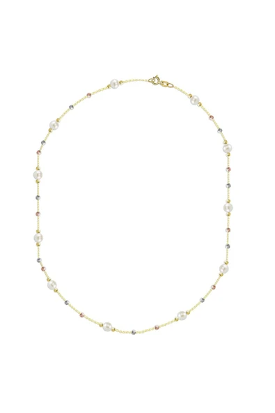 Renkli Taneli İncili Altın Kolye