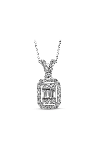 Modern Tasarım 0.20 Ct Baget Kare Tektaş Kolye ürün görseli 1