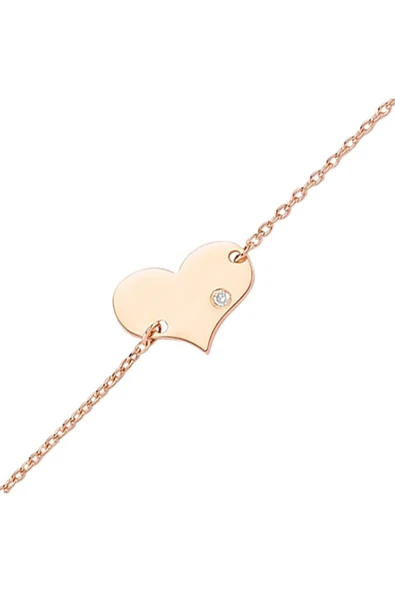 Rose Pırlantalı Kalp Bileklik