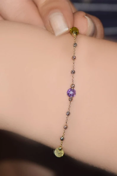 Renkli Taşlı Altın Bileklik - Resim 2