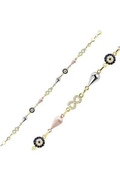 Nazarlı Ve Sonsuzluklu Rose Beyaz Bileklik ürün görseli 1