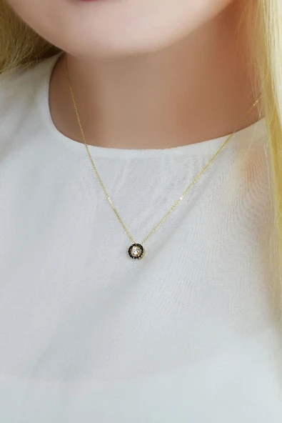 Altın Taşlı Kolye 14 Ayar - Resim 3