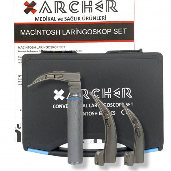 Archer Macintosh Laringaskop Set 3 Blade