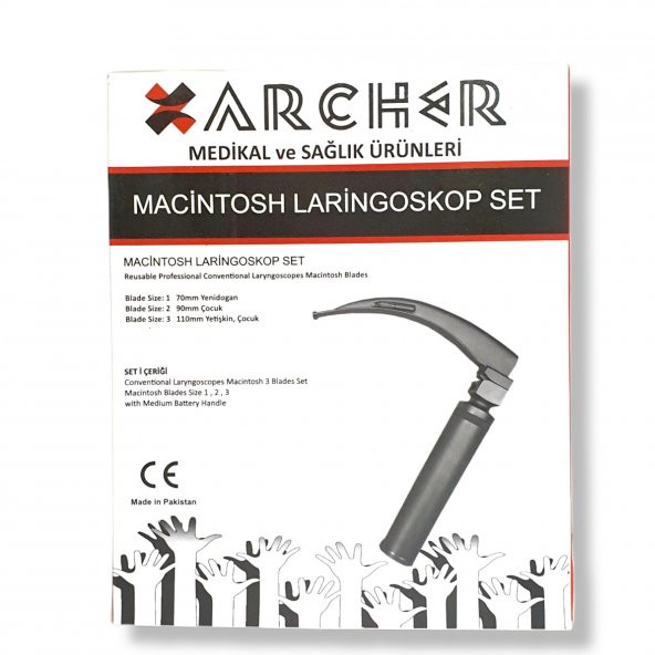 Archer Macintosh Laringaskop Set 3 Blade - Resim 2