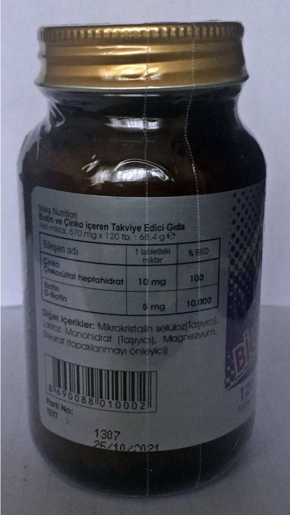 Meka Nutrition Biotin Zinc 120 tablet Kargo Bizden 3 Kutu - Resim 2