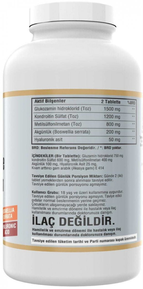 NCS Glucosamine Chondroitin MSM Hyaluronic Acid Boswellia 900 Tablet 3 kutu - Resim 2
