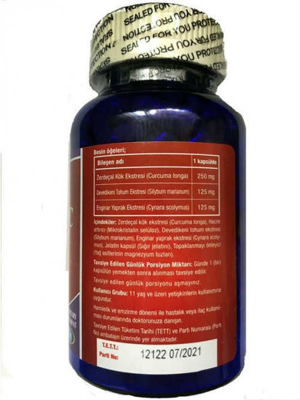 Vitapol Turmeric Milk Thistle Artichoke Gluten Free 100 Kapsül - Resim 2