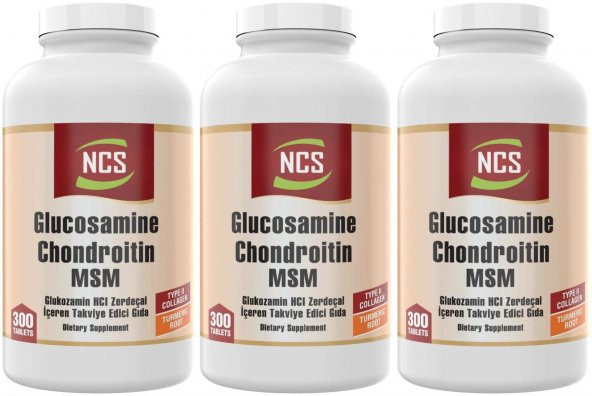 Ncs Glucosamine Chondroitin MSM TYPE II Collagen Turmeric 300 Tab 3 kutu ürün görseli