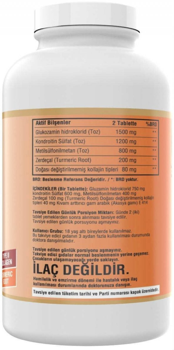 Ncs Glucosamine Chondroitin MSM TYPE II Collagen Turmeric 300 Tab 3 kutu - Resim 2