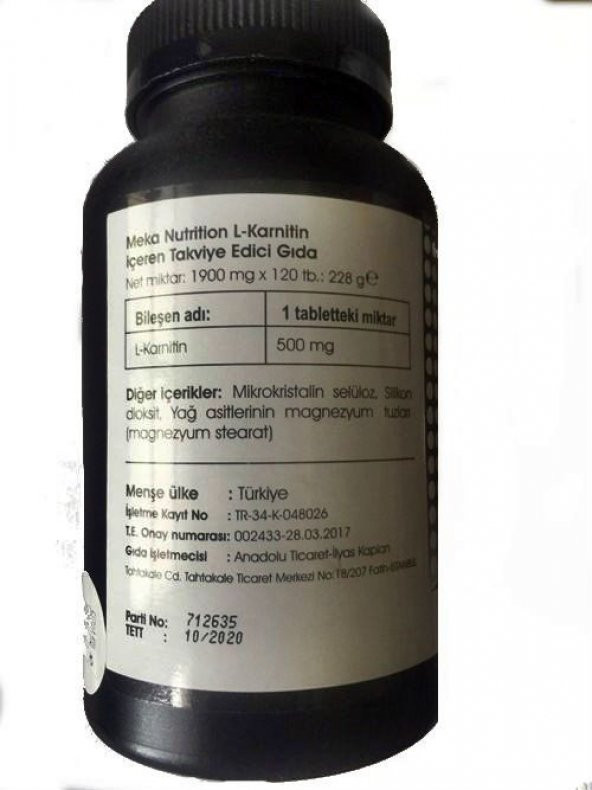 Meka Nutrition L Carnitine 1000 mg 120 Tab-2 kutu - 2