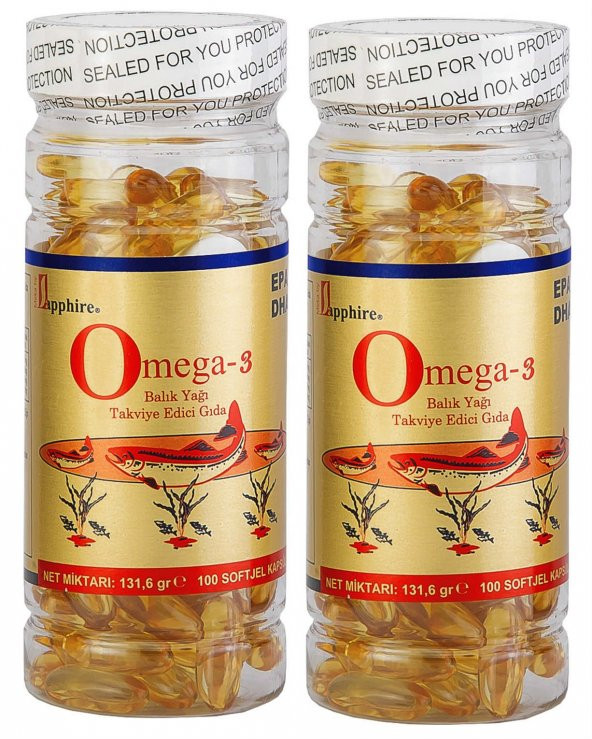 Sapphire Omega 3 1000 mg 100 softgels Kargo Bizden 2 Kutu