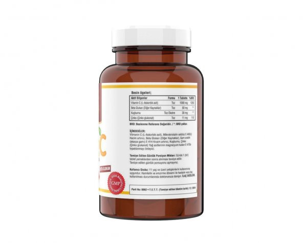 Ncs Vitamin C 1000 mg 120 Tablet Beta Glukan Kuşburnu Çinko Made İn Türkiye - 2