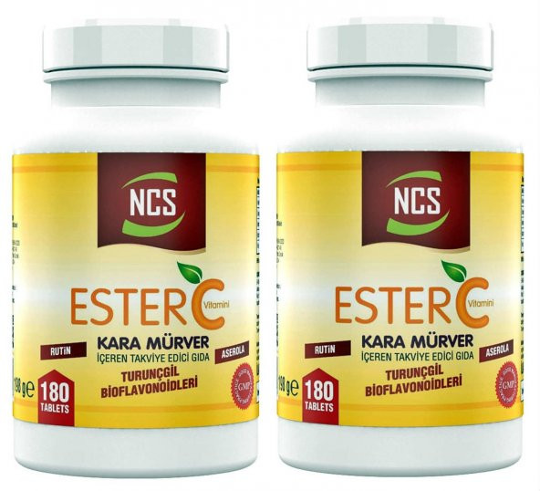 Ncs Ester C Vitamini 1000 mg 180 Tablet Kara Mürver Turunçgil Bioflavonidleri Rutin Aserola 2 Adet ürün görseli