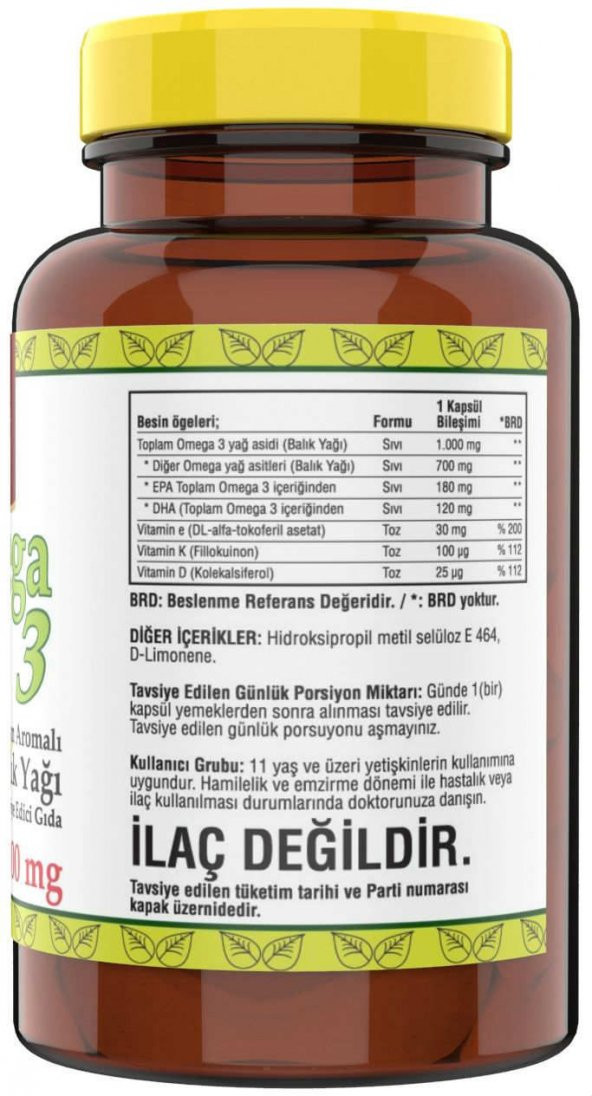 Ncs Limon Aromalı Omega 3 Balık Yağı 1000 Mg Vitamin D Vitamin K Vitamin E 60 Yumuşak Kapsül 2 Adet - 2
