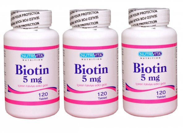Nutrivita Nutrition Biotin 5 mg 120 Tablet 3 Adet