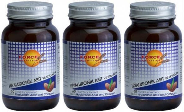 Force Nutrition Hyaluronic Asit ve Kollajen 60 Tablet 3 kutu ürün görseli