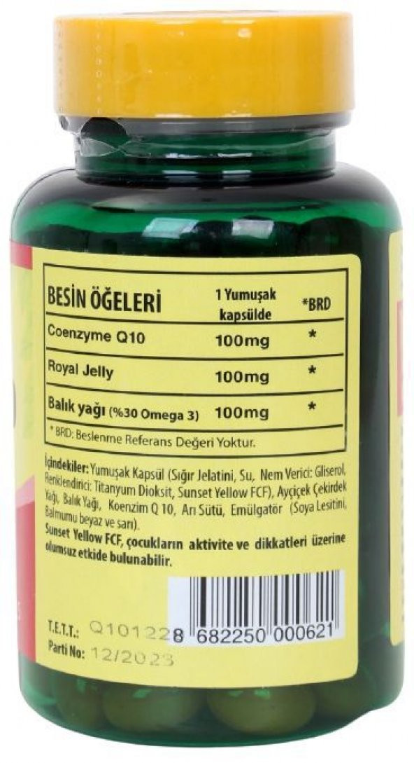 Trunature Coenzyme Q10 Royal Jelly Omega 3 100 Softgel 3 Adet Skt 12-2023 - 2