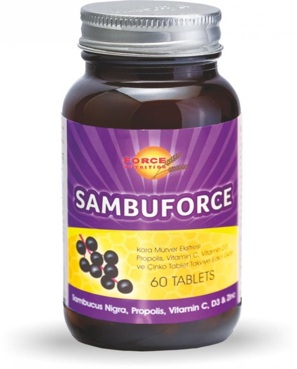 Force Nutrition Sambuforce Kara Mürver Propolis Vitamin c Vitamin D3 60 Tablet