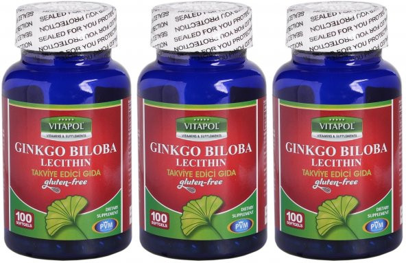 Vitapol Ginkgo Biloba Lecithine &quotGluten Free&quot 100 Softgels 3 Adet - Resim 2