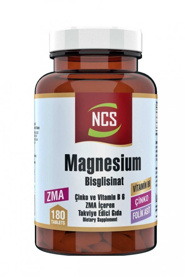 Ncs Zma 180 Tablet Çinko Folic Acid Vitamin B 6 Magnezyum Bisglisinat Magnesium