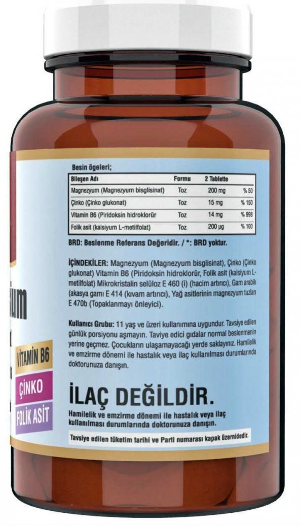 Ncs Zma 180 Tablet Çinko Folic Acid Vitamin B 6 Magnezyum Bisglisinat Magnesium - 2
