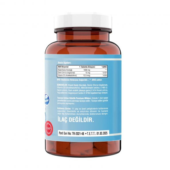 Ncs Shark Cartilage Demir Vitamin D3 1000 mg 120 tablet - 2