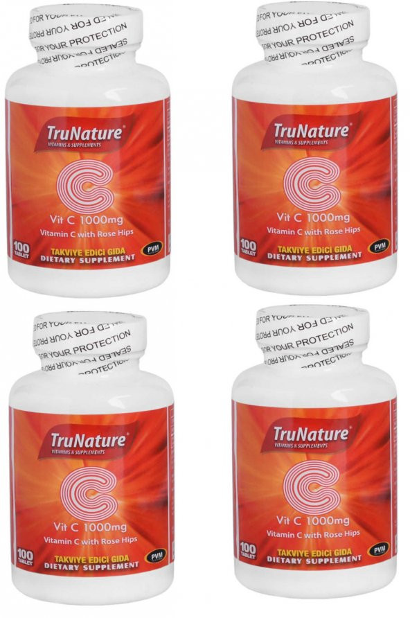 Trunature Vitamin C 1000 mg ve Rose Hips 100 Tablet 4 adet
