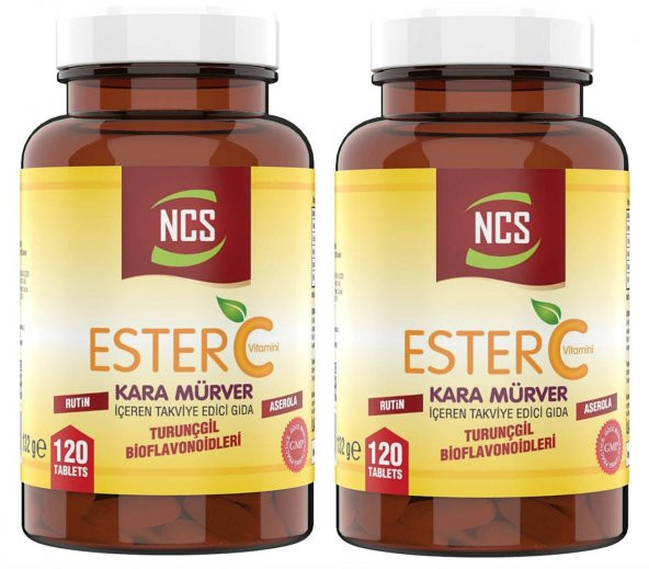 Ncs Ester C Vitamini 1000 mg 120 Tablet Kara Mürver Turunçgil Bioflavonidleri Rutin Aserola 2 Adet