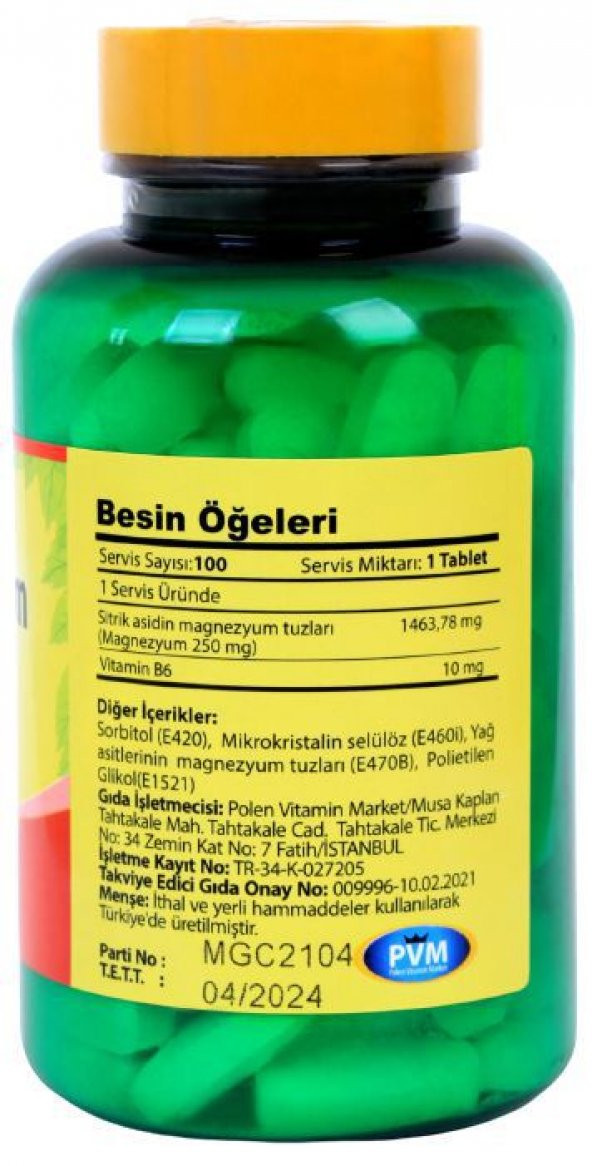 Vitapol Magnezyum Sitrat B6 100 Tablet - Resim 2