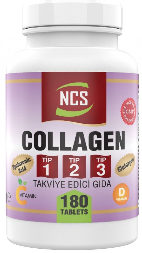 Ncs Hidrolize Collagen (kolajen) Type (tip) 1-2-3 Hyaluronic Acid Vitamin C Glutatyon 180 Tablet