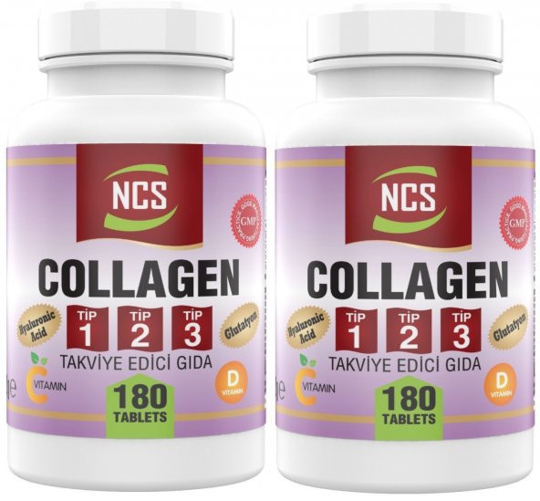 Ncs Hidrolize Collagen (kolajen) Type (tip) 1-2-3 Hyaluronic Acid Vitamin C Glutatyon 180 Tablet 2 A