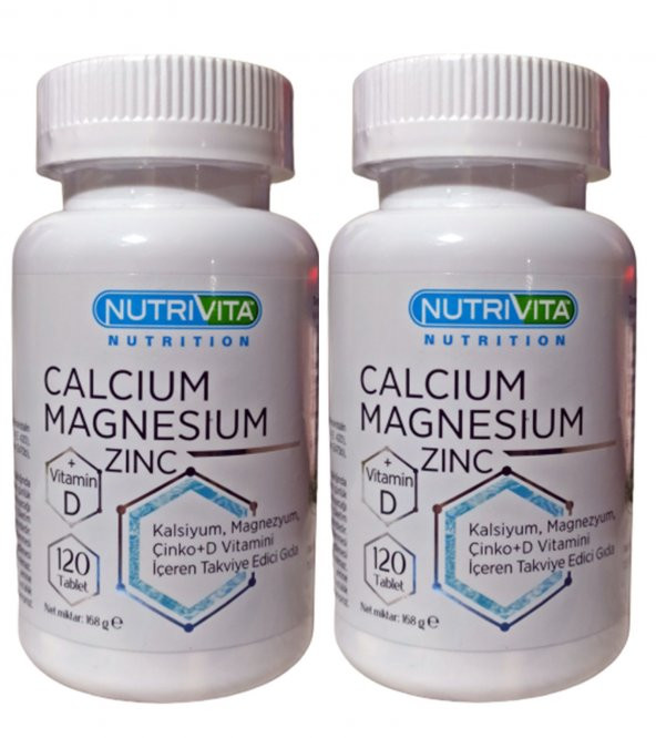 Nutrivita Nutrition Calcium Mağnesium Zinc Vitamin D  2 kutu