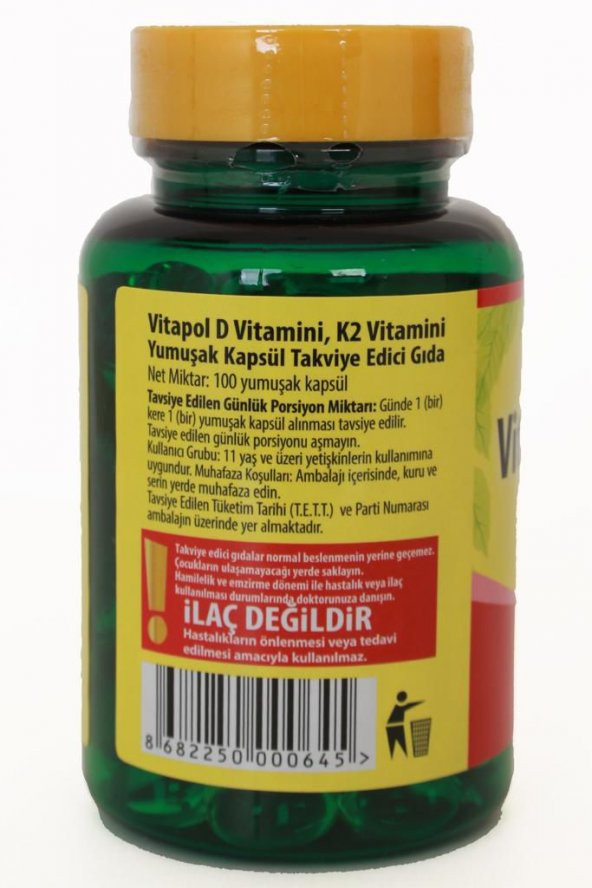 Vitapol Vitamin D3 K2 100 Softgel 2 Adet - Resim 3