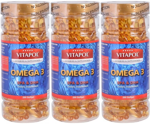 Vitapol Omega 3 Balık Yağı 200 softjel 3 Adet