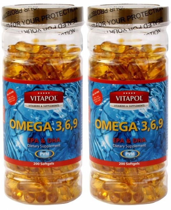 Vitapol Omega 3-6-9 Balık Yağı 200 Softgel Ücretsiz Aynı Gün Kargo 2 Adet ürün görseli