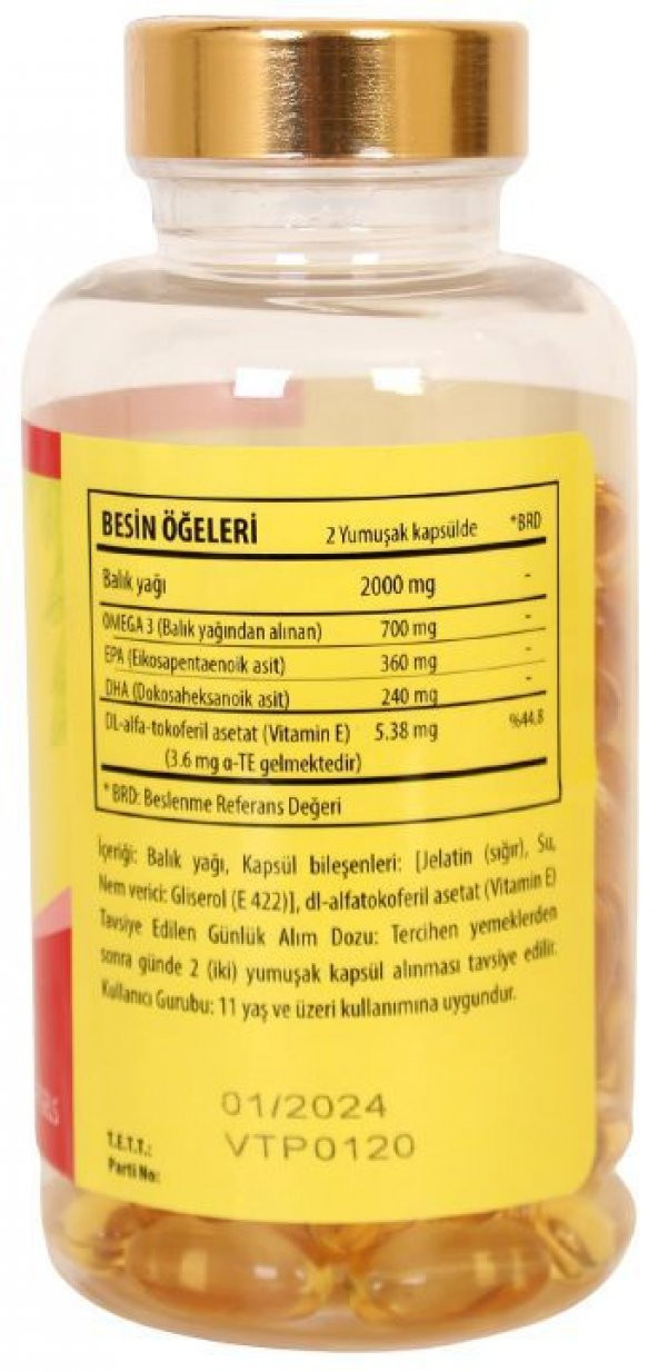 Vitapol Omega 3 Balık Yağı 100 Softgel Skt 01.2024 Kargo Bizden - Resim 2