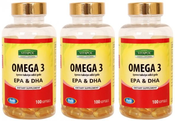 Vitapol Omega 3 Balık Yağı 100 Softgel Skt 01.2024 Kargo Bizden 3 Adet